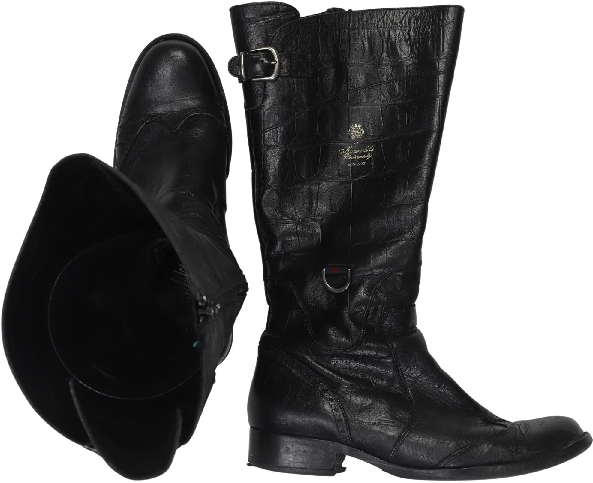 Kowalski Damen Stiefel, Schwarz, Gr. EU 39, Leder - Second Hand