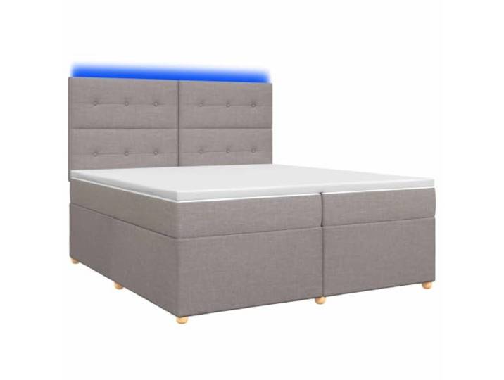 KTHLBRH Boxspringbett mit Matratze Taupe 200 x 200 cm Stoff USB-LED-Lichter, verstellbares Kopfteil, Taschenfedern, waschbare Abdeckungen, Holz, taupe