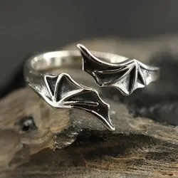 Drachensilber Fledermaus Flügel Ring Schmuck Gothic größenverstellbar 925 Silber 52 - Silber