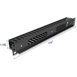 DeLOCK 19′′ 1 HE Kabelmanagement Rangierpanel mit 2 Öffnungen Metall / Kunststoff schwarz