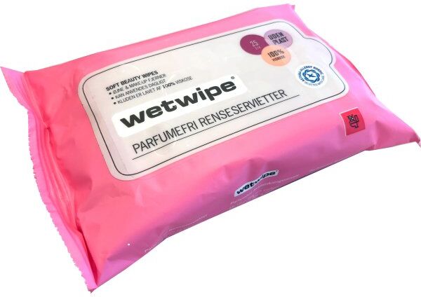 Wet Wipe Renseservietter, Parfumefri, 25 Wipes