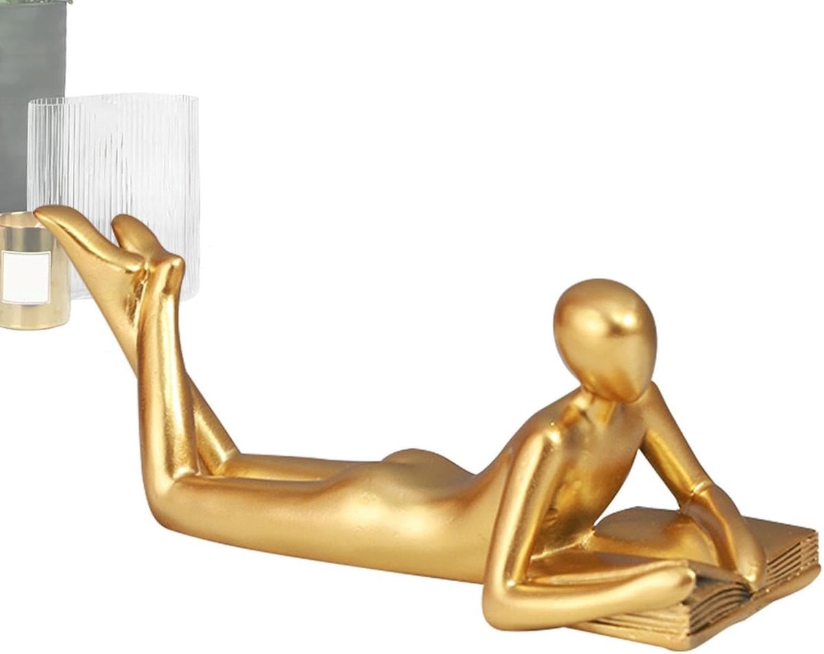 Denker Sculptuur - Abstract Beeld - Moderne Woonkamer Decoratie - Goud - Hoogte: 18.5 cm