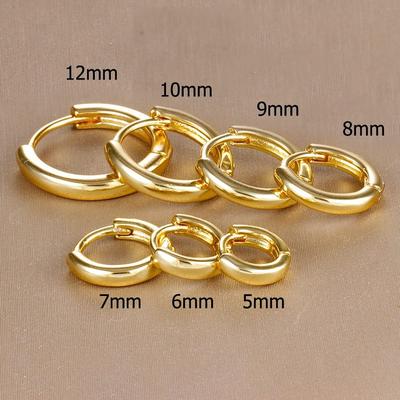 Stainless Steel Minimal Crystal Huggie Hoops Set gold