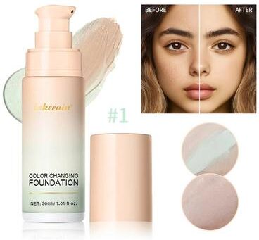 Inspired Finds Magic Color Changing Foundation Liquid CC Cream Foundation Long Lasting Skin Tone Matching Base green