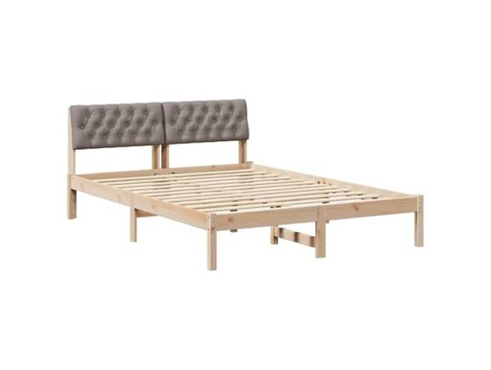 PUGYNBK Bettgestell aus Kiefernholz, 150 x 200 cm Kopfteil aus Polyester, Wandmontage, quadratische Beine, moderner Stil