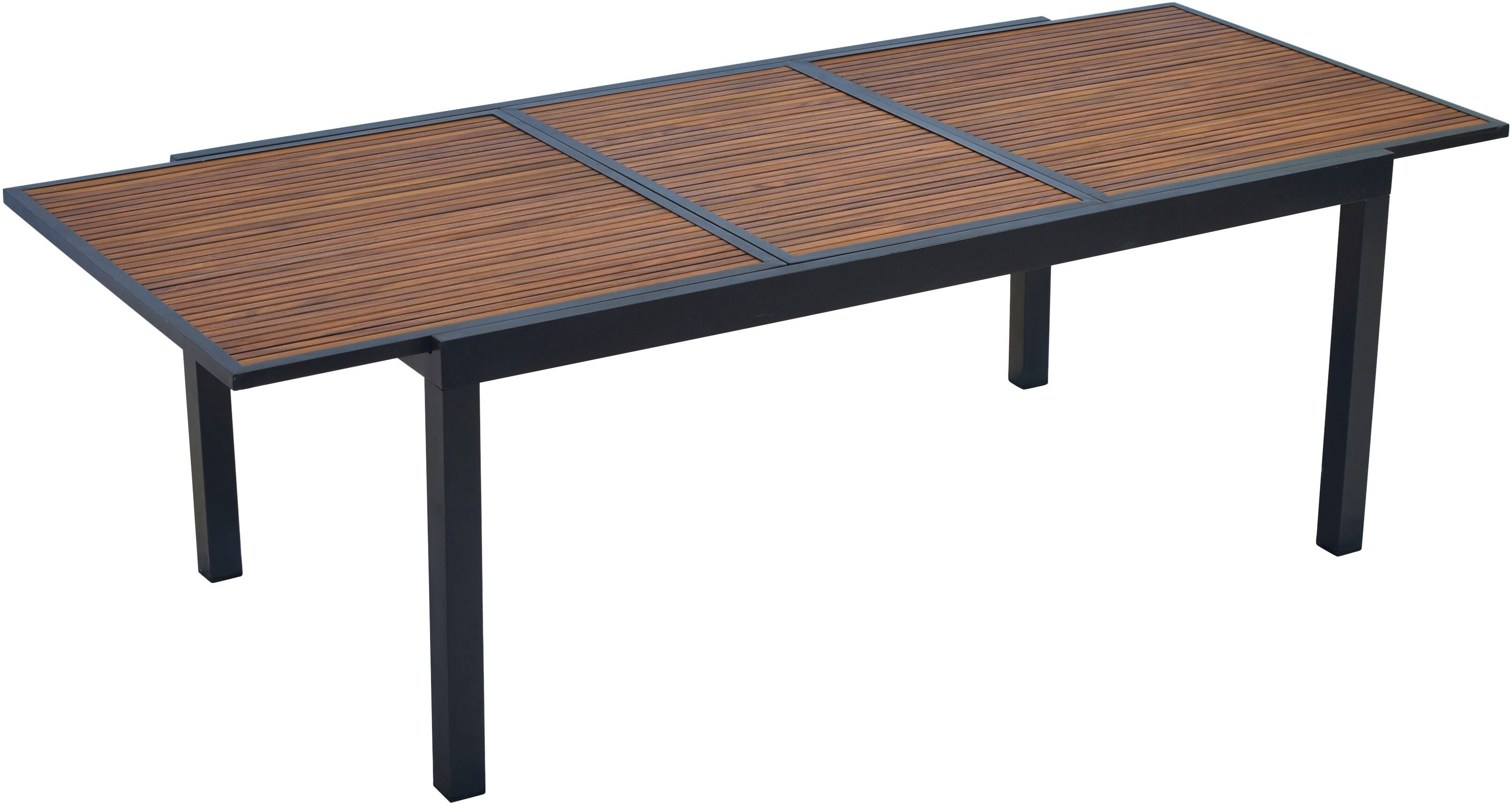 Gartentisch MERXX "Paxos", grau (graphit, natur, graphit, natur), H:75cm T:100cm, Tische, Gartentisch, BxTxH: 180-240x100x75 cm