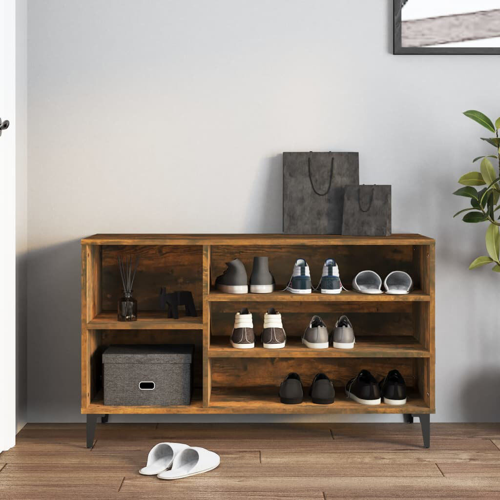 Metro Shoe Cabinet 102x36x60 cm Engineered Wood Smoked Oak