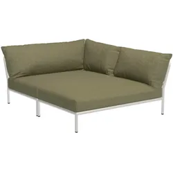 LEVEL2 Outdoor Eck-Sofa Lounge-Modul 5 Blattgrün Weiß Rechts