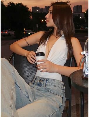 Daily Discovery Backless Halter Tank Top For Women Ruched Slim Fit Summer Streetwear white s