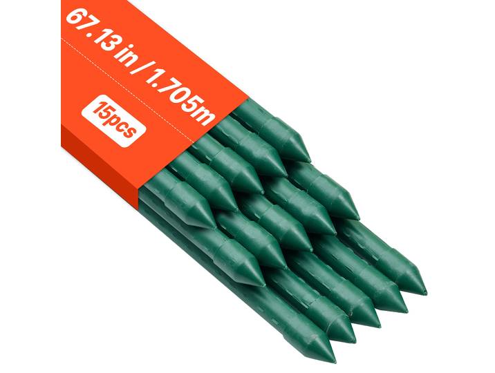 Vevor Tuteur Plante 1\,7 M Tuteur Plante Grimpante 15 Pcs Tuteurs A Tomates Jardin Pour Soutien Plantes Grimpantes Legumes Exterieur\, Metal Recouvert Plastique Extremite Pointue Picots Antiderapants
