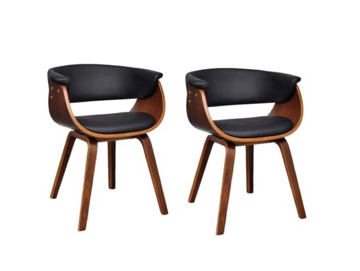 KLGBNCVE Esszimmerstühle 2 STK. Bugholz und Kunstleder Dicke Polsterung, gebogener Holzrahmen, ergonomisches Design, 110 kg pro Sitz, Kunstlederbezug