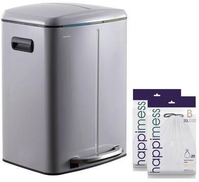 happimess 10.6-Gallon Double Bucket Trash Can with Soft Close Lid