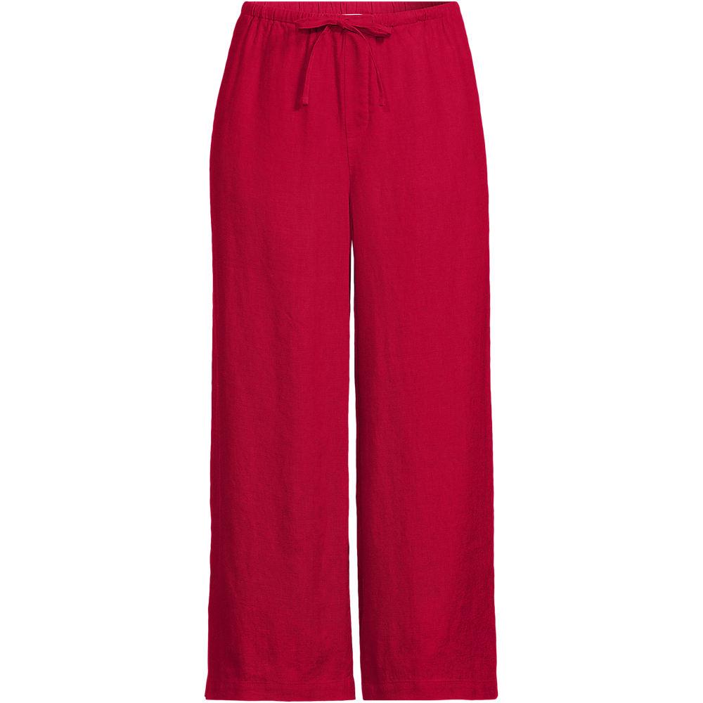 Weite Premium Reinleinen-Schlupfhose in 7/8-Länge für Damen in Petite-Größe, Damen, size: petite, Rot, Leinen, by Lands' End