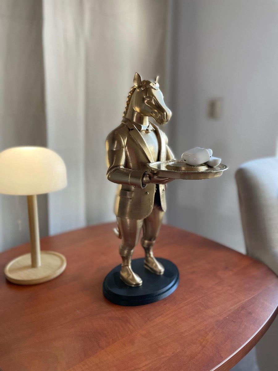 Vintage Gouden Paard Decoratie als Telefoonhouder en Opbergbak voor Airpods en Horloge