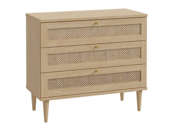 Commode Calasetta chambre à coucher Chene/poly Rattan - Basika