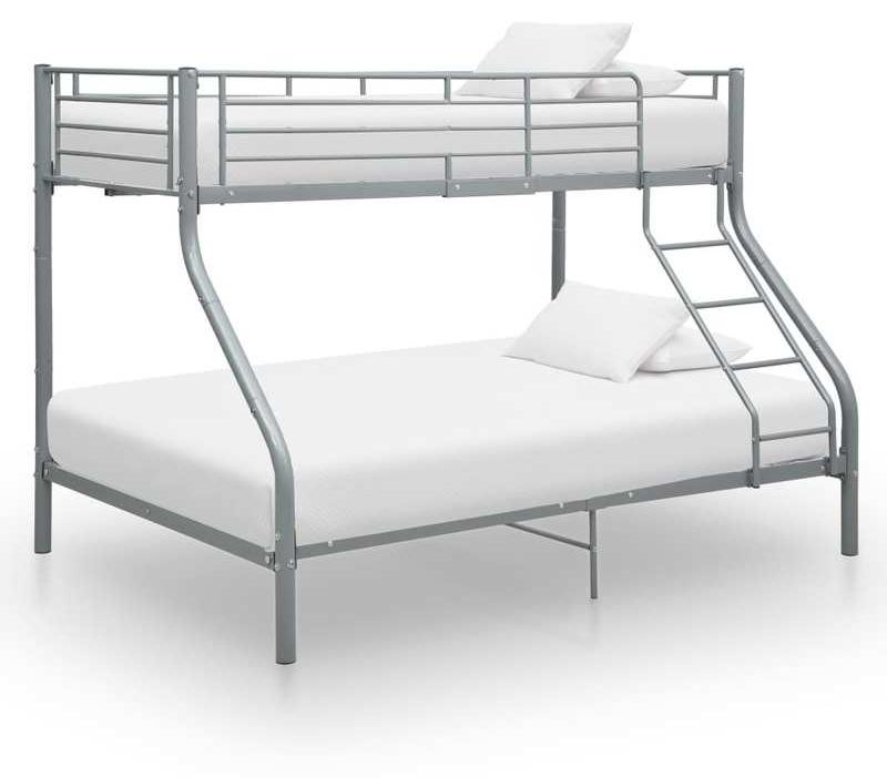 Stapelbett, 140x200 cm / 90x200 cm - Metallkonstruktion - Platzsparend - Grau