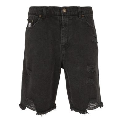 Shorts KARL KANI "Karl Kani Herren KM232-027-2 KK OG Heavy Distressed Denim Shorts", Herren, Gr. 28, Normalgrößen, schwarz (bleachedschwarz), 100% Baumwolle, unifarben, normal, Hosen Shorts