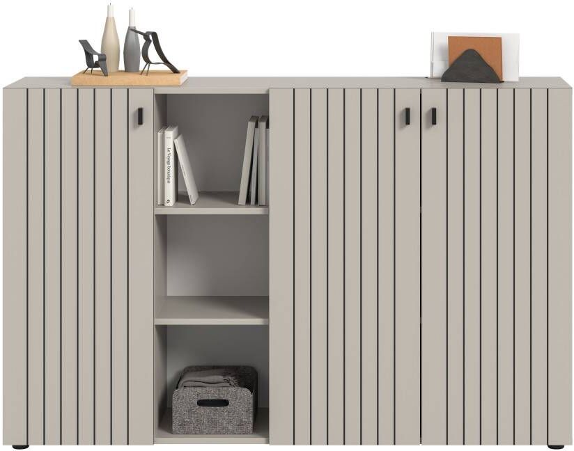Pharao24.de Sideboard Kommode Geriffelte Front Helles Grau