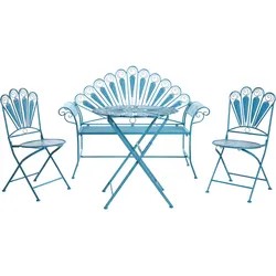 BISTRO-SET mit Bank Metall Blau Pavia