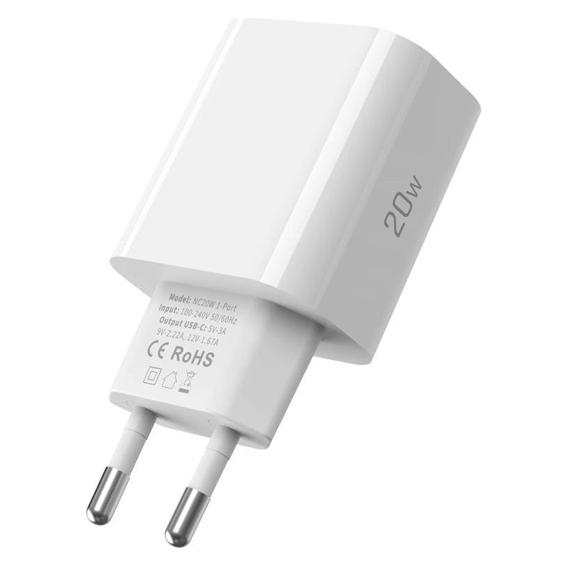 Tech-Protect NC20W wall charger USB-C port - white (20 W, 1 Port) (27037-0)