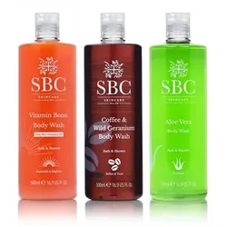 SBC Bodywash Trio Vitamin Boost, Aloe Vera, Coffee & Geranium 3x 500ml