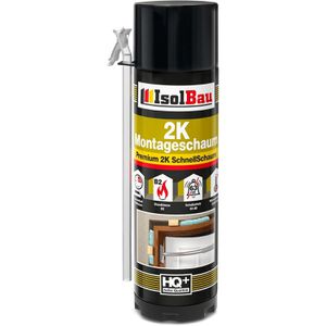 IsolBau Bauschaum B2, 2K Premium Montageschaum, mit Adapter, schall- und wärmedämmend, 400 ml