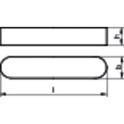 Passfeder DIN 6885 Form A ohne Bohrung rundstirnig Edelstahl A4 blank 8 80 x 7