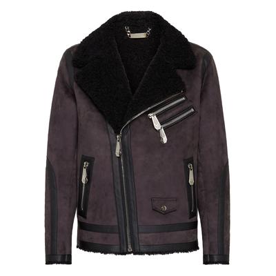 Bikerjacke PHILIPP PLEIN "Iconic Plein", Herren, Gr. S, schwarz (02, schwarz), Obermaterial: 100% Polyester, Jacken