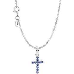 Pandora 21019 Damen-Kette Kreuz Silber mit Blauen Steinen Geschenkset