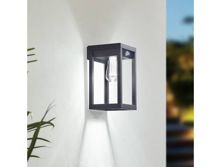 Applique murale à cellule solaire Enea Smart avec capteur, noire - Lindby - Balcon - Moderne - Plastique - Affleurante