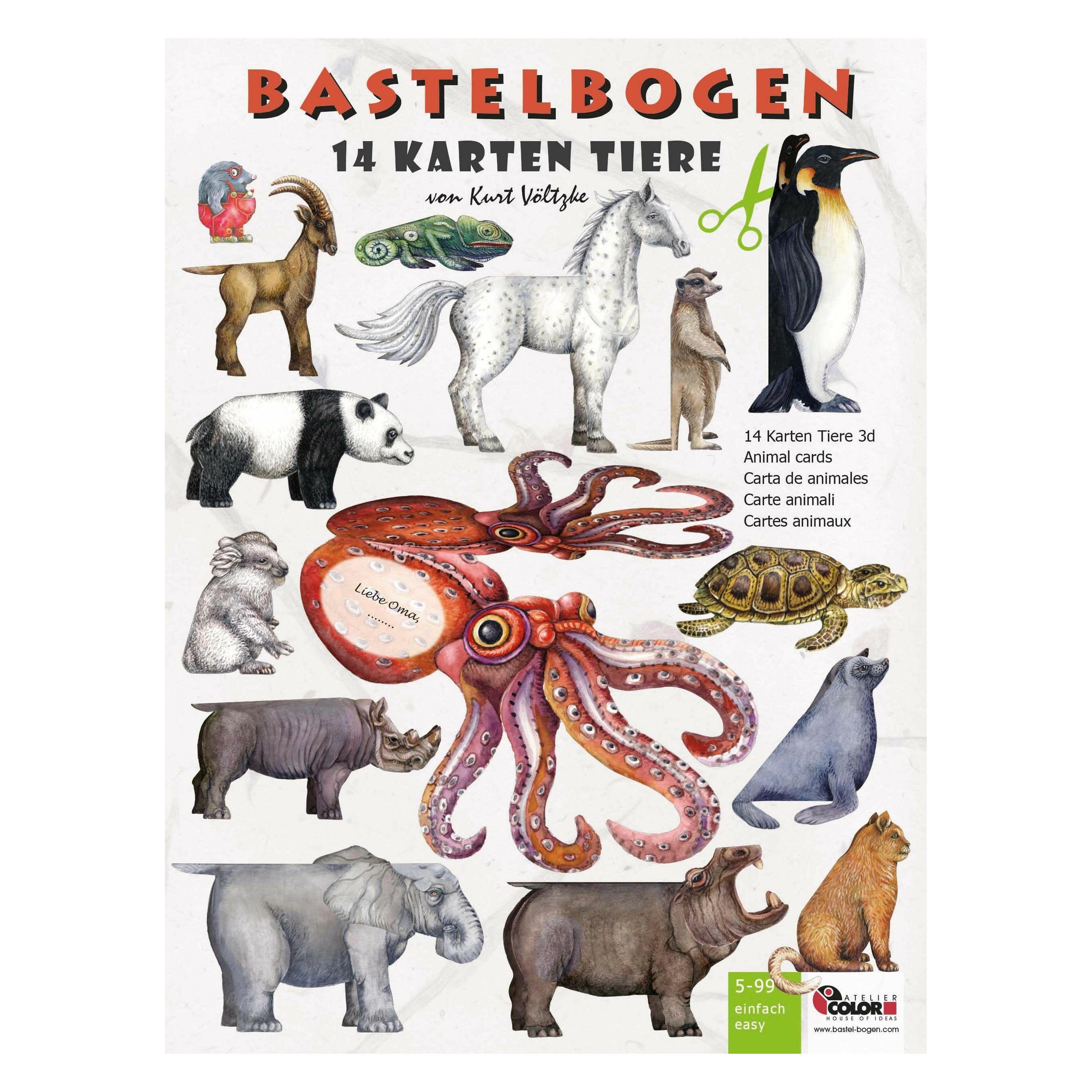 Atelier Karten Tiere Bastelbogen zum Ausschneiden & Basteln aus Papier (66147632)
