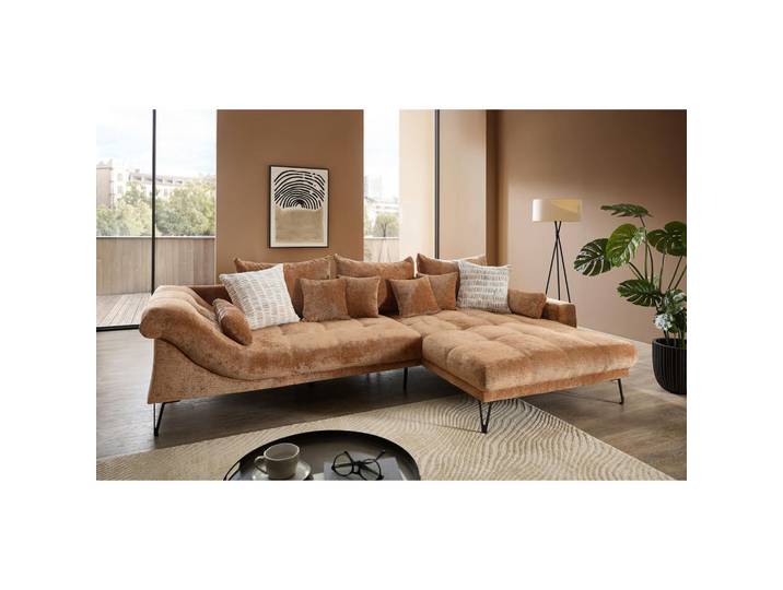Livetastic Ecksofa Garda, Koralle, Metall, Uni, 4-Sitzer, Füllung: Schaumstoff,Schaumstoff,Schaumstoff,Schaumstoff, Ottomane rechts, L-Form, 310x192 cm, Rücken echt, Wohnzimmer, Sofas & Couches, Wohnlandschaften, Ecksofas