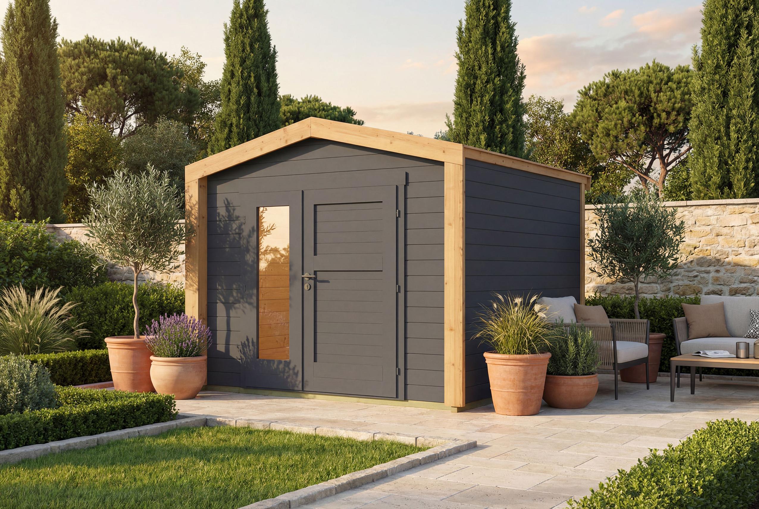 Gartenhaus Killarney, 250x250cm, Anthrazit, 28mm
