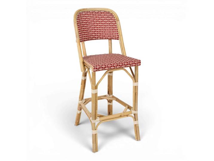 Chaise de bar MAESTRO - Rotin - Rouge