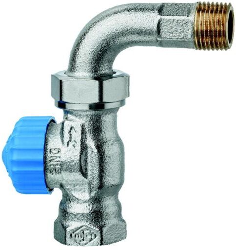 Heimeier Thermostat-Ventilunterteil Durchgang, 1/2", Bogenverschraubung