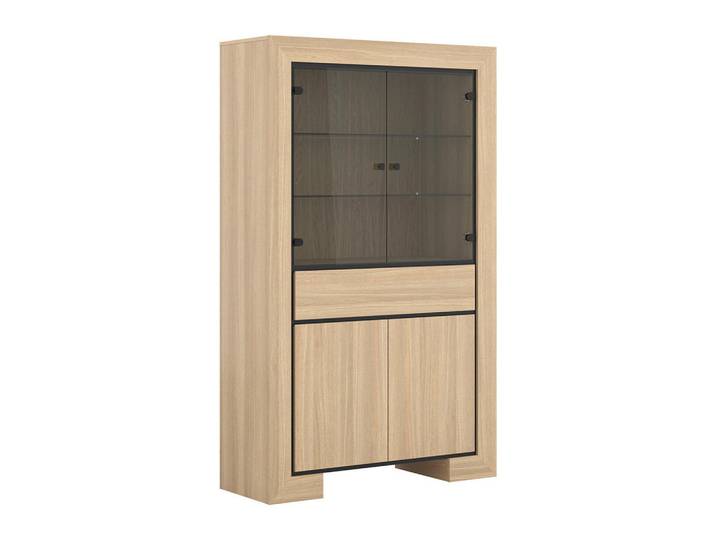 Petits-meubles Vitrine Lucius Holz und Schwarz, Braun, Holzwerkstoff, 1 Schubladen, 113x185x41 cm, Esszimmer, Vitrinen, Vitrinenschränke
