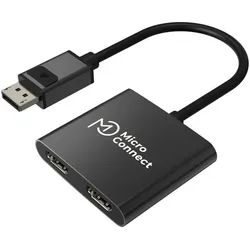 MicroConnect DisplayPort to 2x HDMI female (DisplayPort, HDMI), Video Adapter, Schwarz