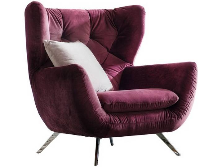Pure Home Lifestyle Chesterfield-Sessel, Lila, Metall, 100x106x95 cm, Goldenes M, Dgm, Fußauswahl, Stoffauswahl, Wohnzimmer, Sessel, Chesterfield-Sessel