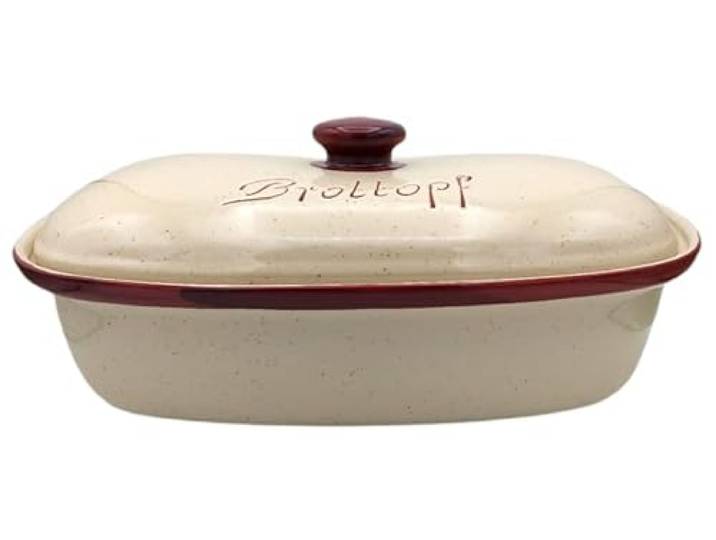 Keramik Brottopf XL (beige/weinrot) 40,5 x 25 x 18 cm aus Westerwälder Steinzeug