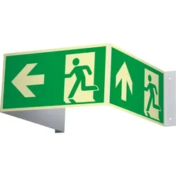 Schild | PERMALIGHT power langnachleuchtend Notausgang links in 3D-Optik, ISO, Kunststoff, 972x150mm