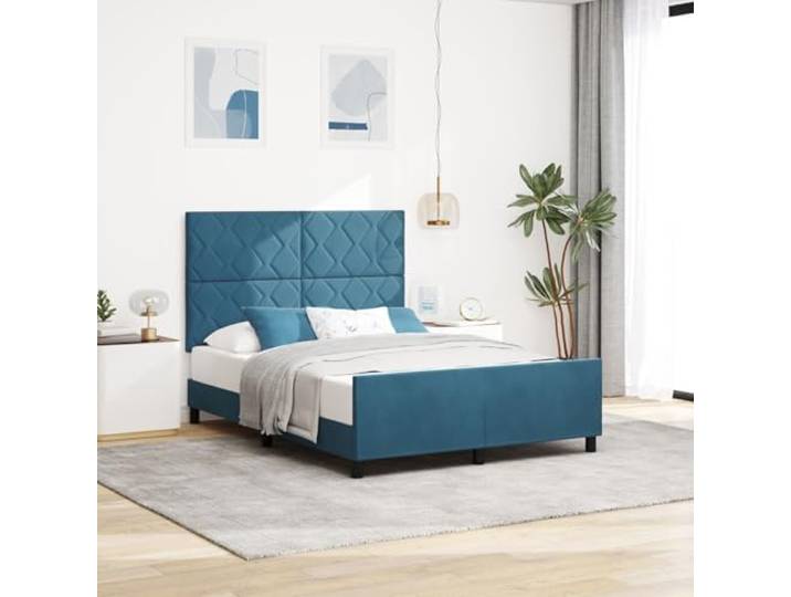 SKTQYQO Bettgestell Dunkelblau Mehrzweck-Bettgestell Hotel-Bettgestell Geeignet für Hotels und Studios 140x190cm Samt