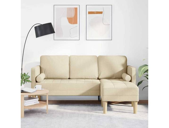 vidaXL Sofa vidaXL Sofa Set mit Kissen Creme Polyester