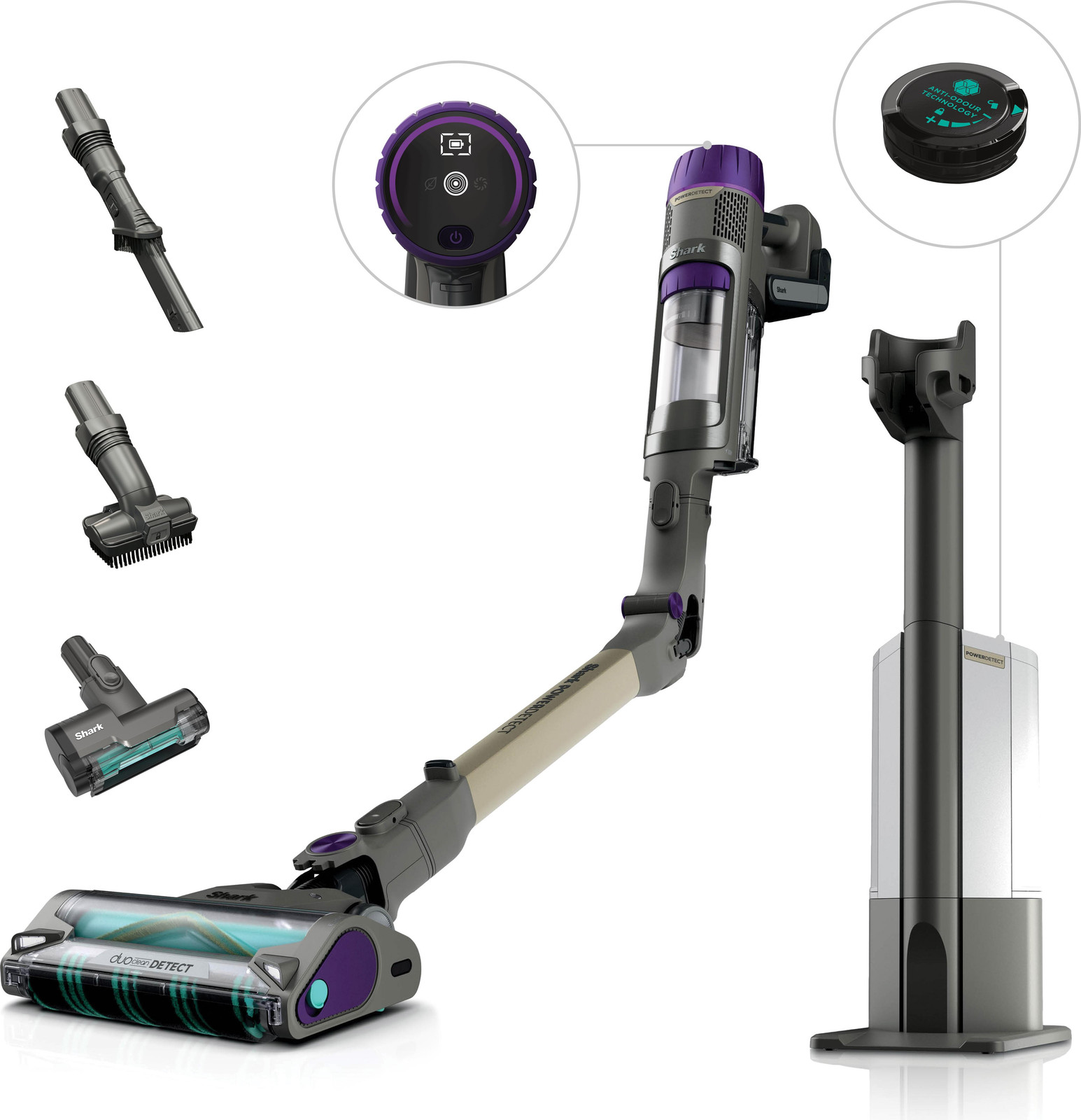 Shark Power Detect IP3251EUT Stickstofzuiger met Automatisch Leegstation - 2L - 70 min Batterijduur