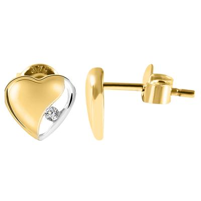 Paar Ohrstecker ADELIA´S "Ohrringe – Ohrstecker aus 375 Gold mit Zirkonia", Damen, Gr. Damen, gold (weiß), Ohrringe, Ideal zum Verschenken – schlicht und stilvoll