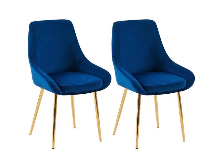 CLP Esszimmerstuhl 2er Set Samt Dunkelblau, 50x86x53 cm, Esszimmer, Stühle