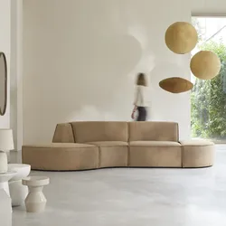 Modulares 4-Sitzer-Sofa Dario aus camelfarbenem Stoff