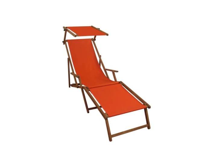 Chaise longue jardin couleur terracotta bain de soleil pliant repose-pieds pare-soleil 10-309FS