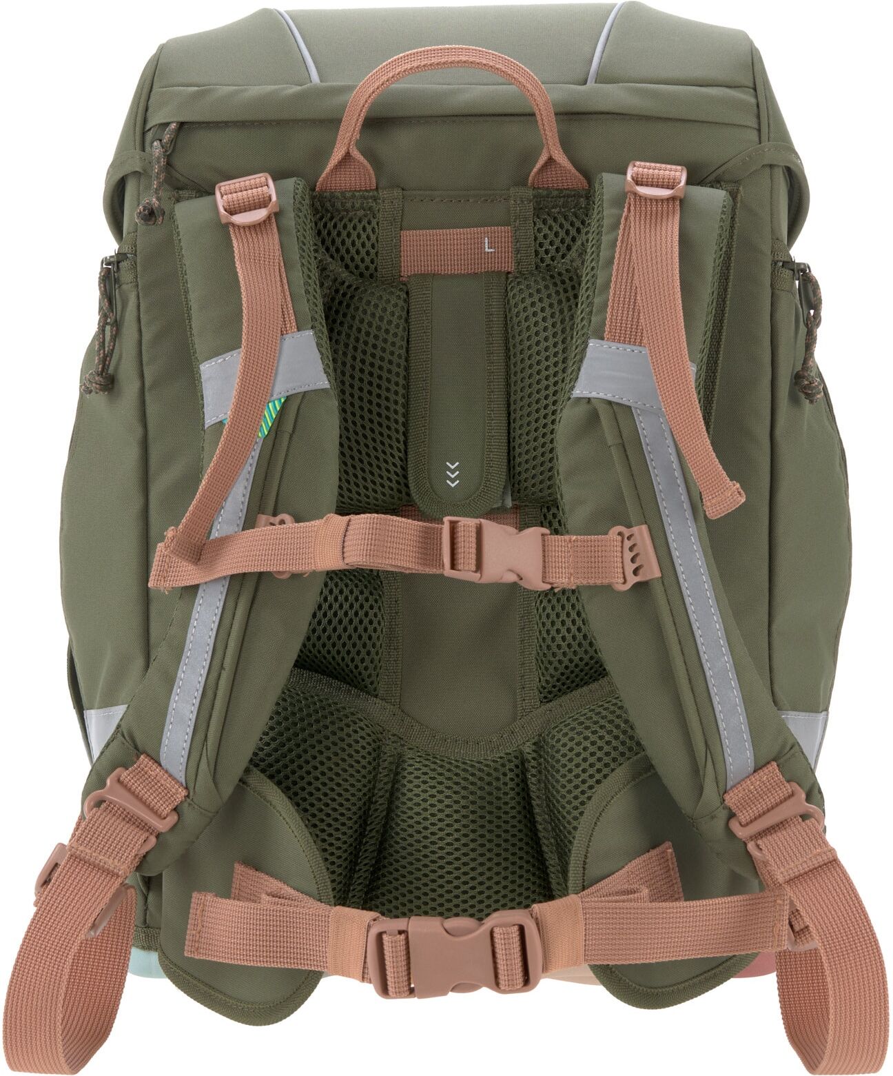Schulranzen LÄSSIG "Unique, Boxy, Olive", Kinder, Gr. B/H/T: 30cm x 41,5cm x 25cm, grün (olive), Polyester, Rucksäcke Schulranzen, PETA-approved vegan; aus recyceltem Material