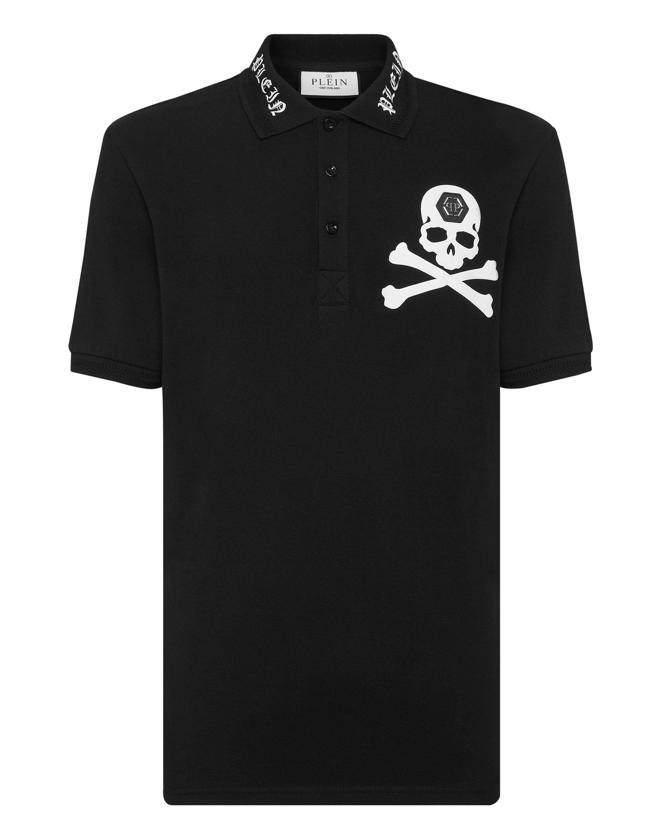 Philipp Plein Polohemd mit Skull & Bones-Print - Schwarz