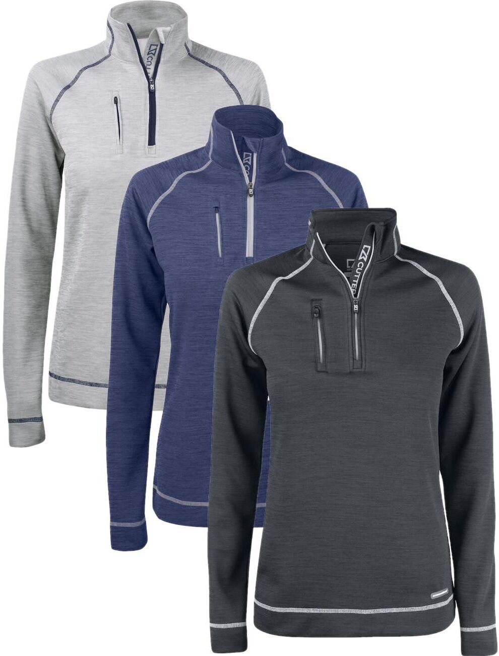 Cutter & Buck 358413 Chambers Hz Ladies Grey Melange Xs